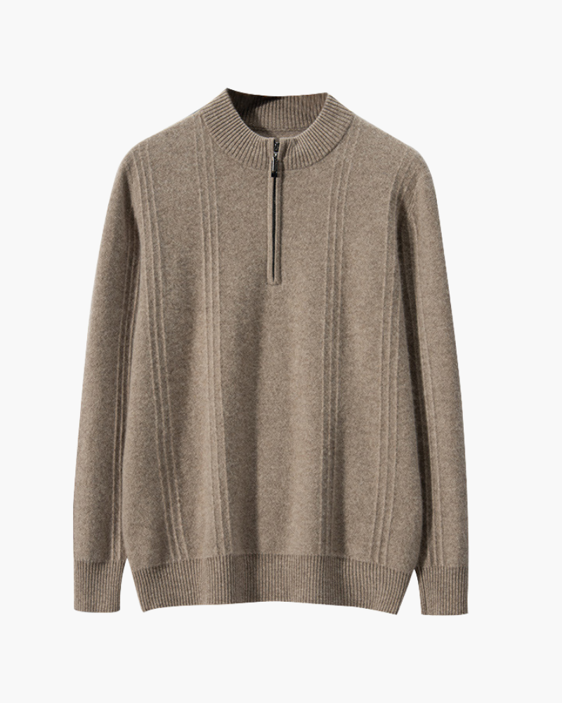 Cashmere Ribbed Half-Zip Sweater