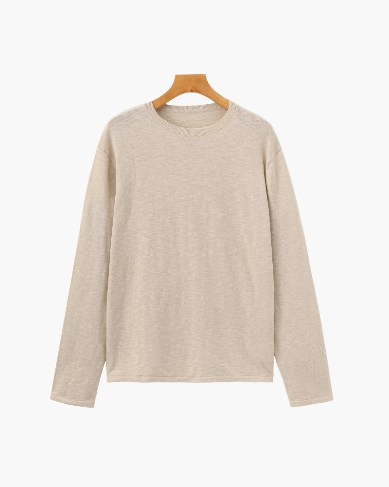 Linen-Cotton Essential Crewneck