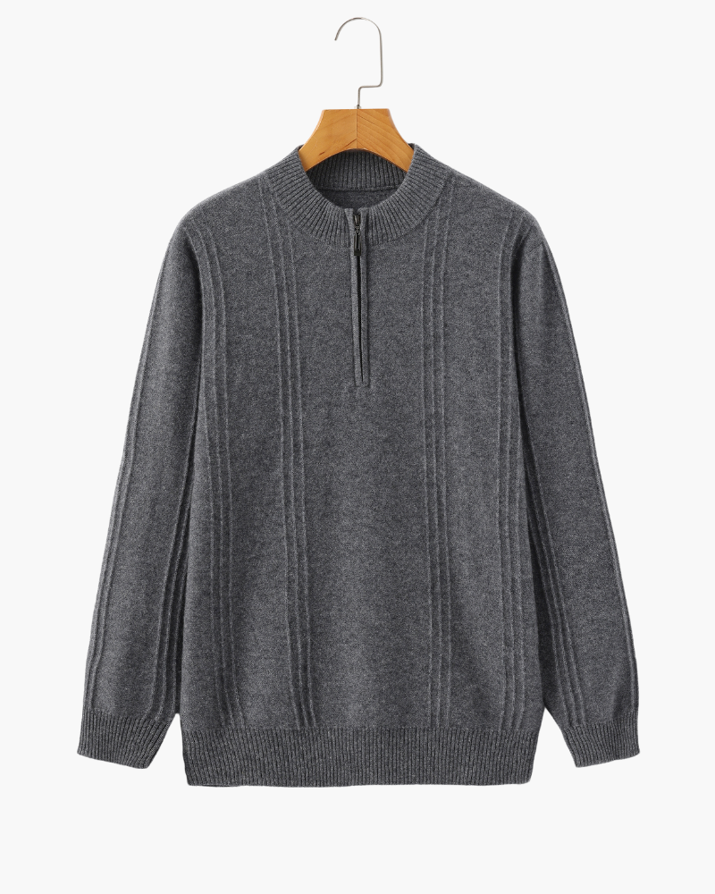 Cashmere Ribbed Half-Zip Sweater
