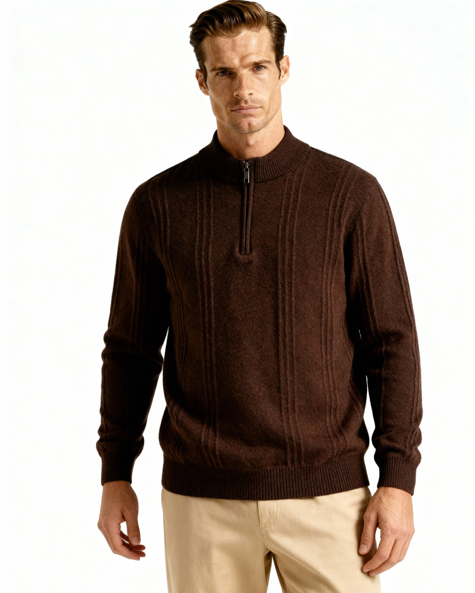 Cashmere Ribbed Half-Zip Sweater