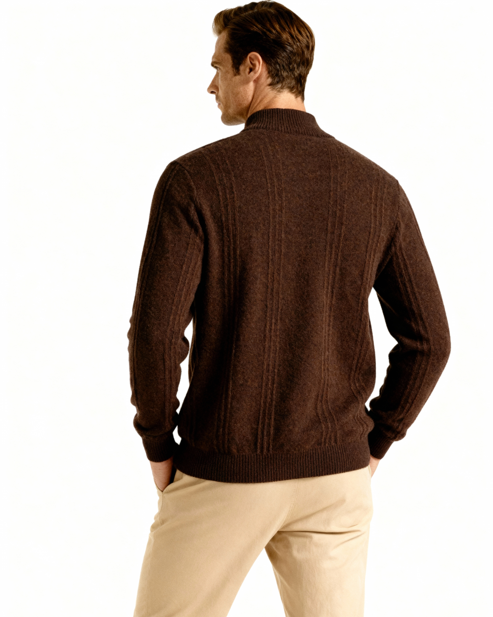 Cashmere Ribbed Half-Zip Sweater