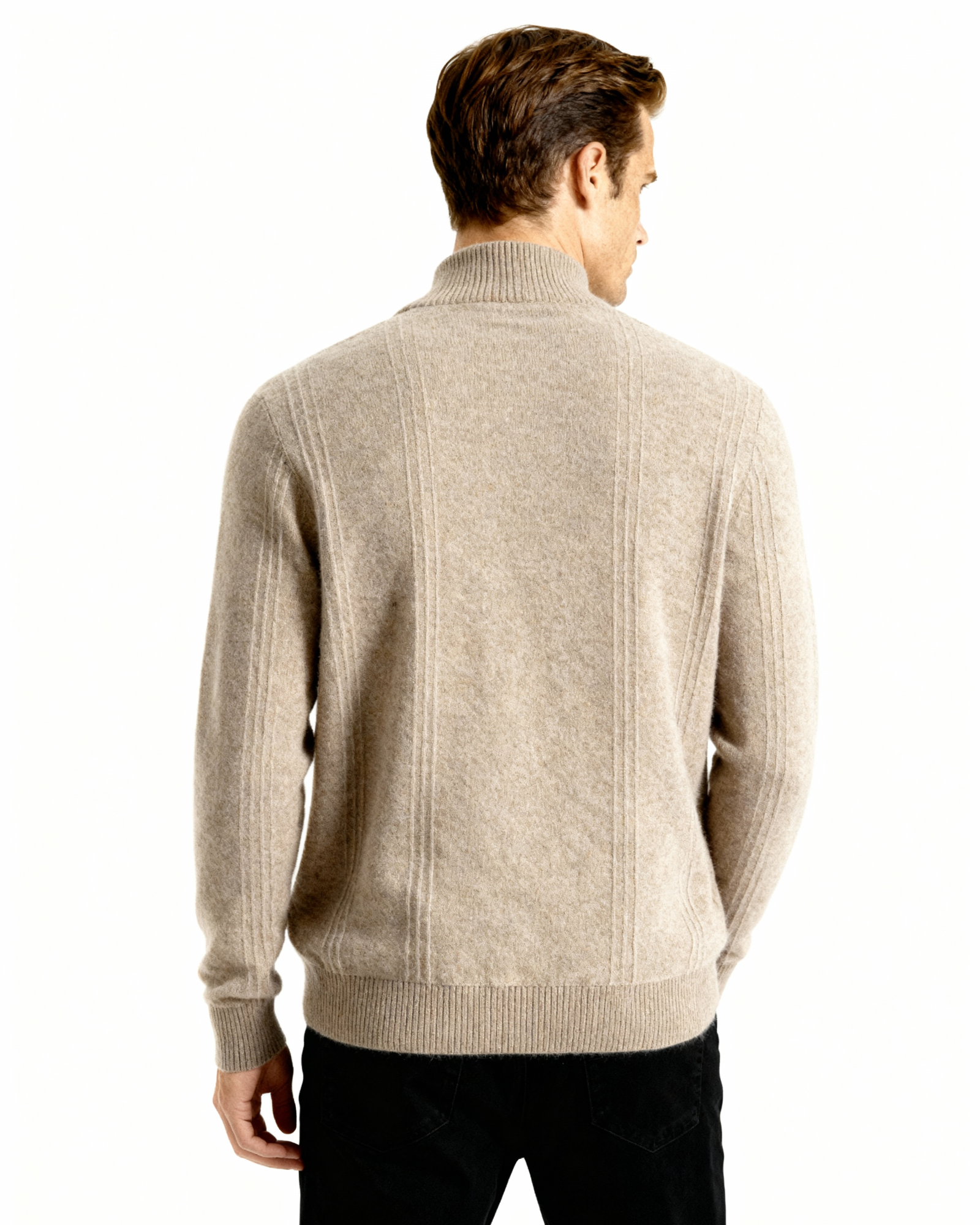 Cashmere Ribbed Half-Zip Sweater