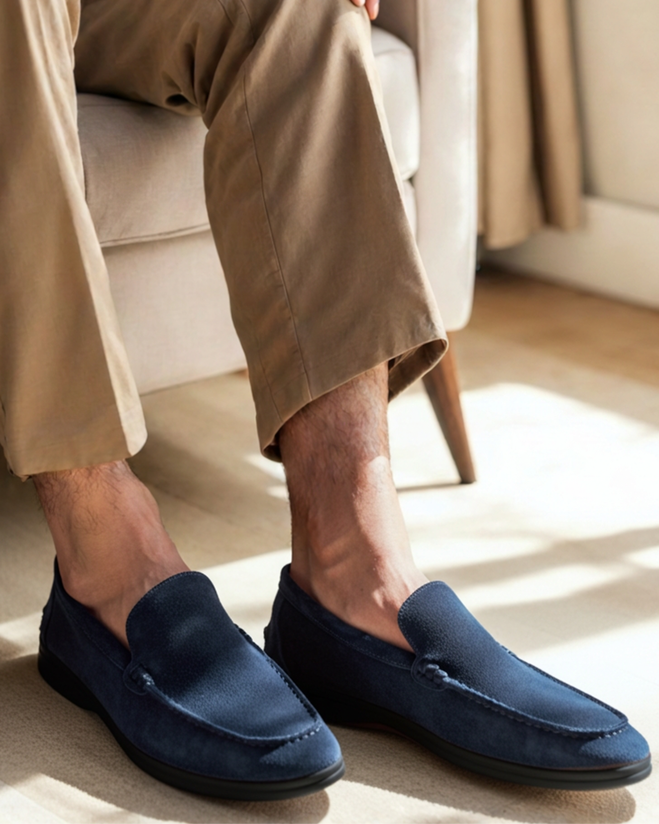 Suede Slippers with Black Soles