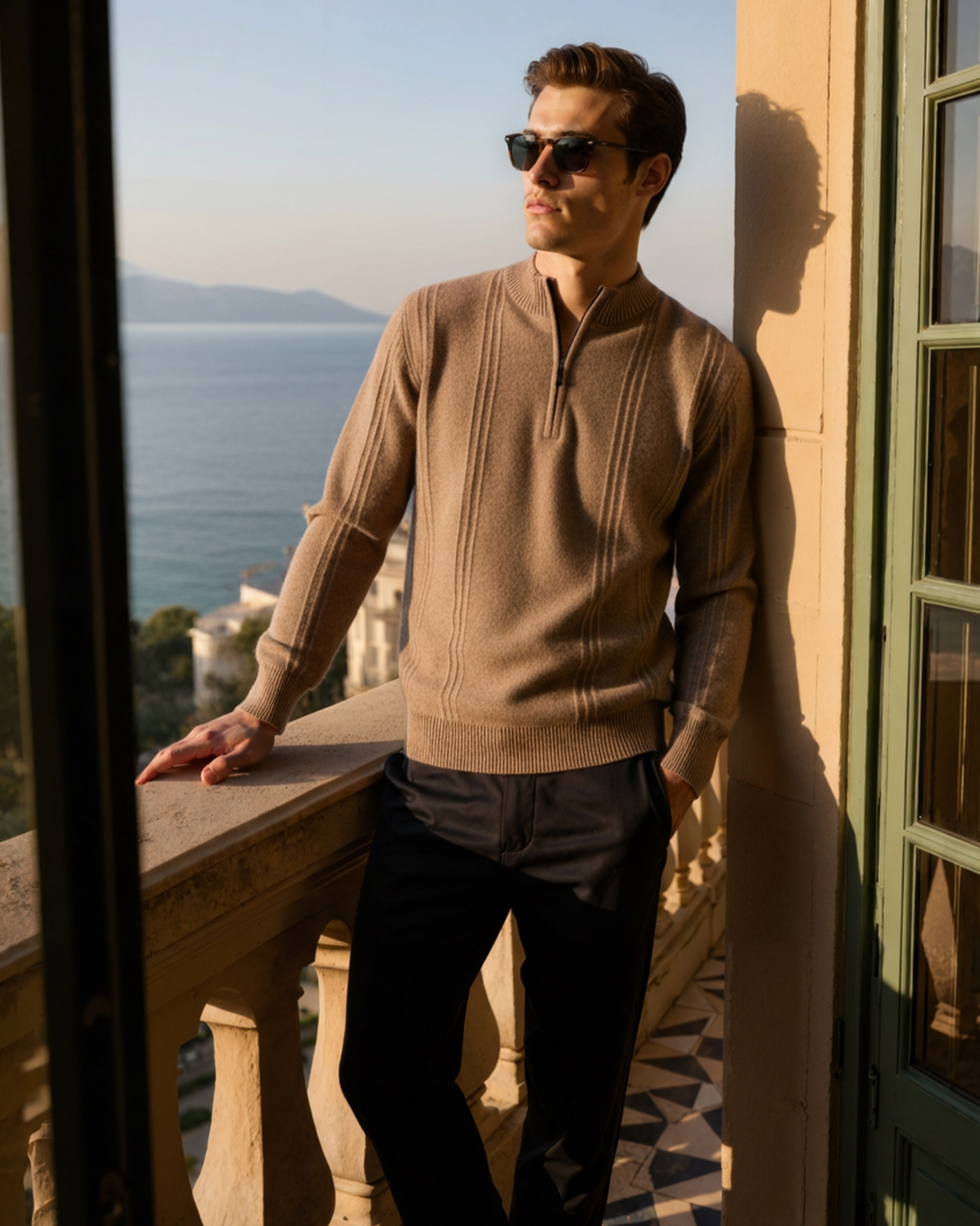 Cashmere Ribbed Half-Zip Sweater