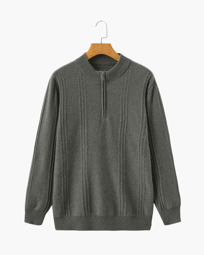 Cashmere Ribbed Half-Zip Sweater
