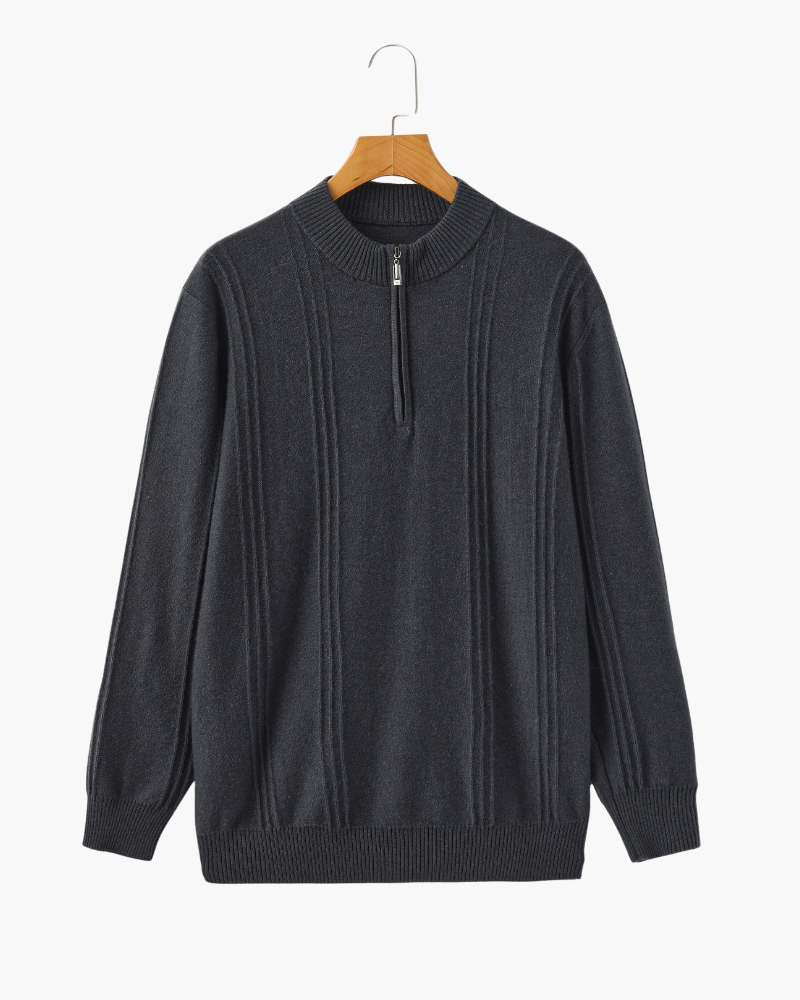 Cashmere Ribbed Half-Zip Sweater