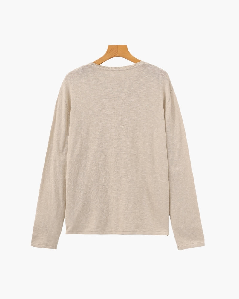 Linen-Cotton Essential Crewneck
