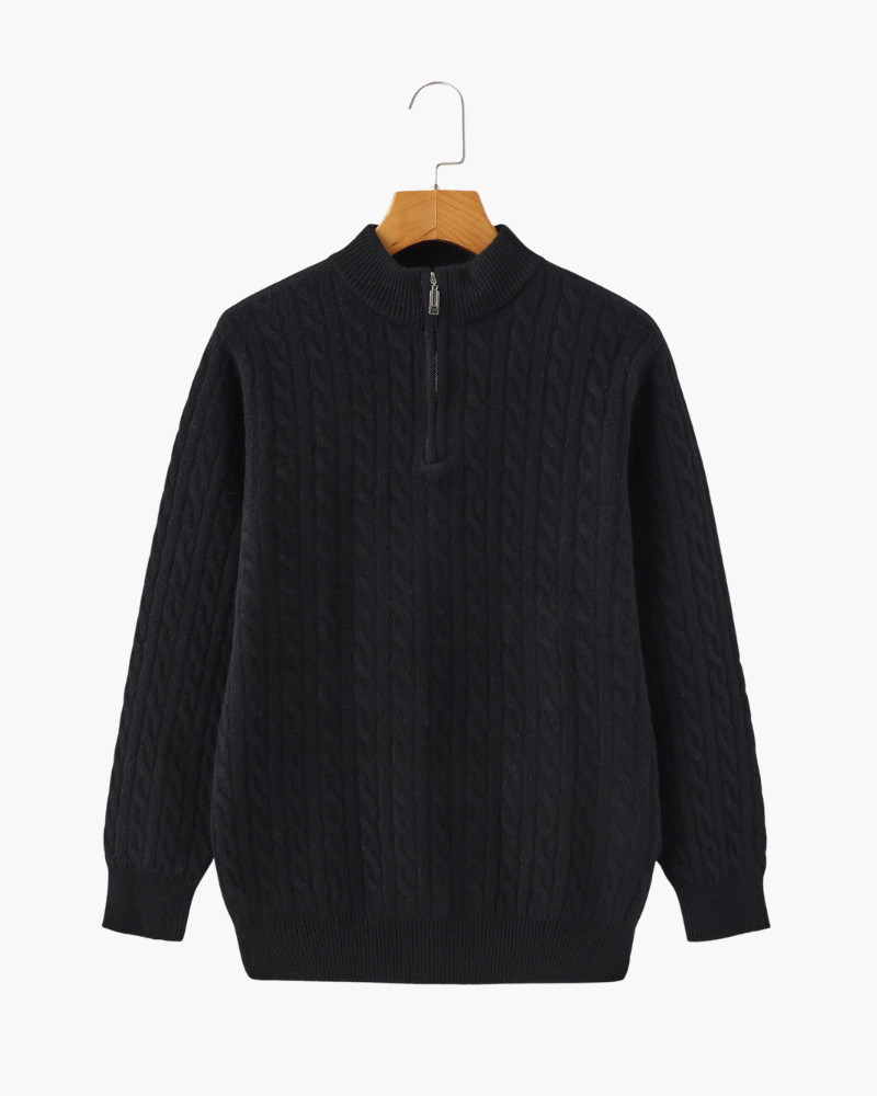 Woven Half-Zip in Pure Cashmere
