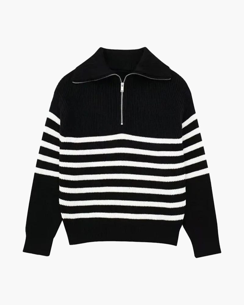 Striped Zip-Up Sweater