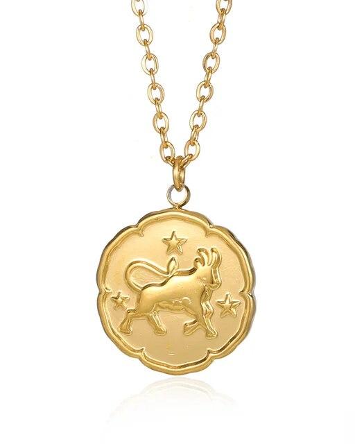 Gold Zodiac Pendant Necklace